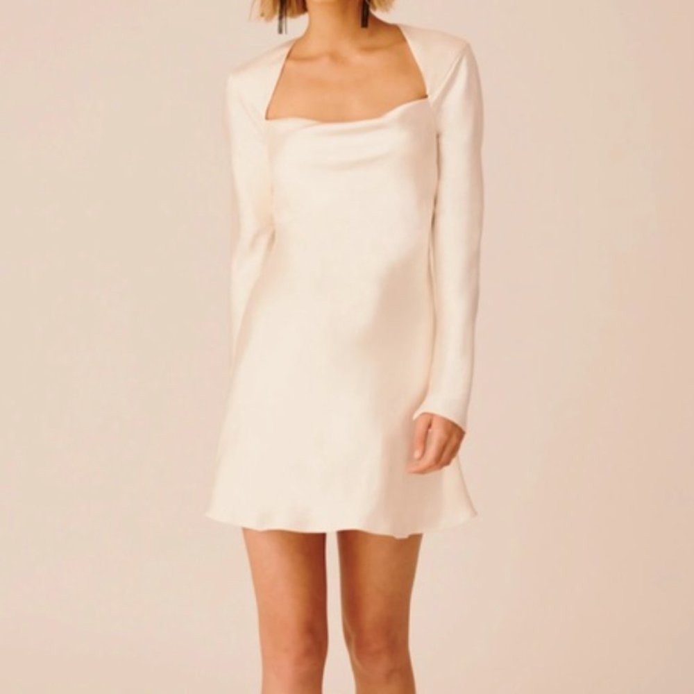 NWT C/MEO collective polarized mini dress in ivory size S